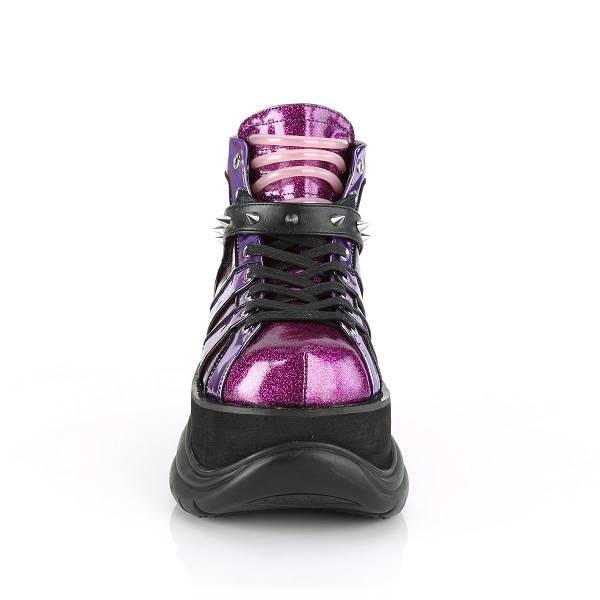 Buty Na Platformie Demonia Neptune-100 Damskie - Purple Glitter PL1948-067